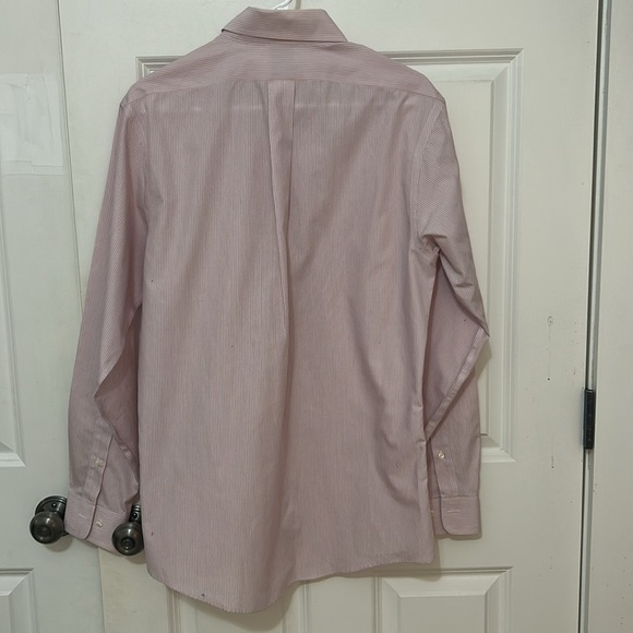 Brooks Brothers 346 Dress Shirt size 15 1/2–4/5 pink blue strip slim fit cotton - Picture 3 of 7